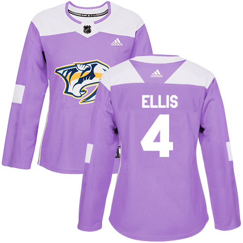 Adidas Predators #4 Ryan Ellis Purple Authentic Fights Cancer Women's Stitched NHL Jersey - Click Image to Close